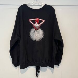ZARA Embroidered Ballerina Black Oversized Lace Up Corset Sweatshirt